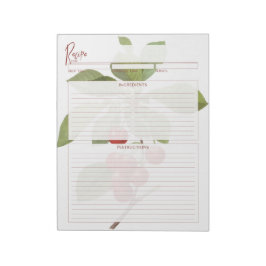 ボタニカルレッドさくらんぼレシピページ ノートパッド