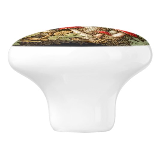 ボタニカルレッドアマニタムスカリア3Dエフェクトキノコ セラミックノブ (側面)