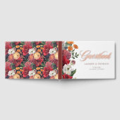 ボタニカルレッドアマリリスと秋の花模様結婚ズ ゲストブック (全面)