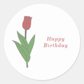 ボタニカルレッドチューリップパステルフラワーステッカー ラウンドシール (正面)