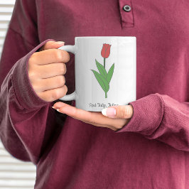 ボタニカルレッドチューリップパステルフラワー コーヒーマグカップ