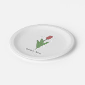 ボタニカルレッドチューリップパステルフラワー ペーパープレート (アングル)