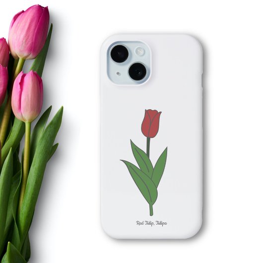 ボタニカルレッドチューリップパステルフラワー Case-Mate iPhoneケース