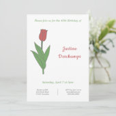 ボタニカルレッドチューリップ誕生日招待状 招待状 (スタンド正面)