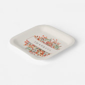 ボタニカルレッドベリーと離れアイボリーカスタマイズ可能 ペーパープレート (傾斜あり)