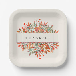 ボタニカルレッドベリーと離れアイボリーカスタマイズ可能 ペーパープレート