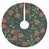 ボタニカルレッドベリークリスマスホリデーフローラ ブラッシュドポリエステルツリースカート (正面)