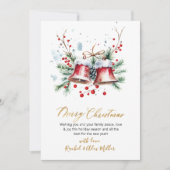 ボタニカルレッドベリー非写真メリークリスマス シーズンカード (正面)