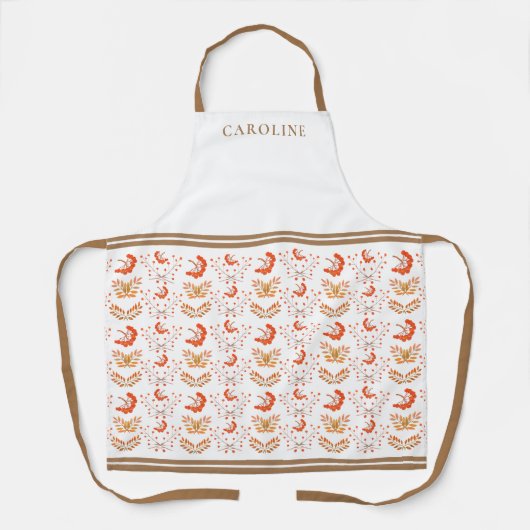 ボタニカルレッドベリー&紅葉カスタム エプロン (正面)