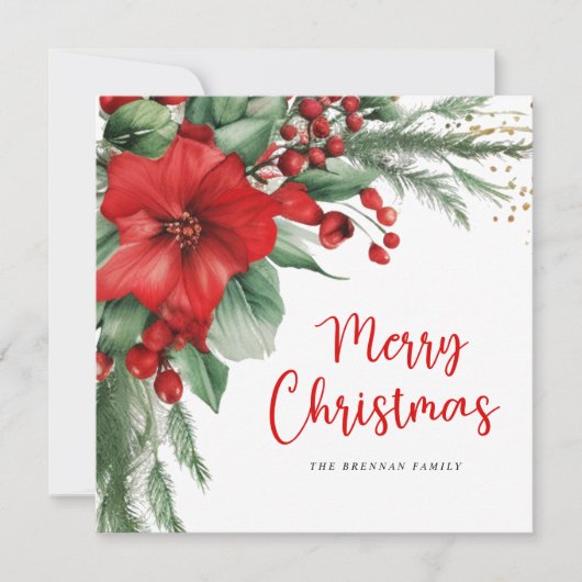 ボタニカルレッドメリークリスマス シーズンカード (正面)