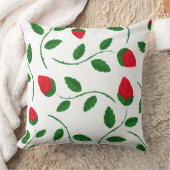 ボタニカルレッドローズバッド装飾用クッション クッション (ブランケット)