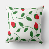 ボタニカルレッドローズバッド装飾用クッション クッション (正面)