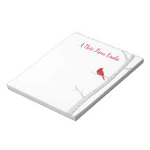 ボタニカルレッド(鳥)ショウジョウコウカンチョウエレガントウィンターウッドランド ノートパッド (回転)