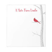 ボタニカルレッド(鳥)ショウジョウコウカンチョウエレガントウィンターウッドランド ノートパッド (正面)