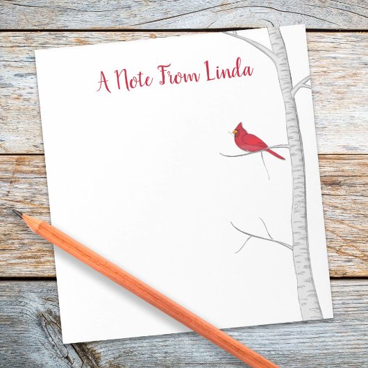 ボタニカルレッド(鳥)ショウジョウコウカンチョウエレガントウィンターウッドランド ノートパッド