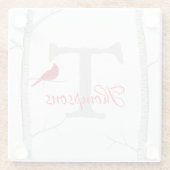 ボタニカルレッド（鳥）ショウジョウコウカンチョウカントリーツリーモノグラム ガラスコースター (裏面)