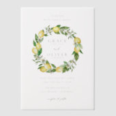 ボタニカルレモンとグリーンリース庭園の結婚式 ベラム紙招待状 (正面)