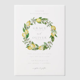 ボタニカルレモンとグリーンリース庭園の結婚式 ベラム紙招待状