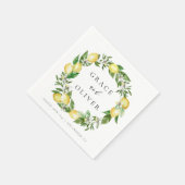 ボタニカルレモンと緑のリース結婚ズ スタンダードカクテルナプキン (角)