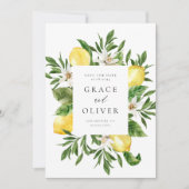 ボタニカルレモンの花フレーム夏 セーブザデート (正面)