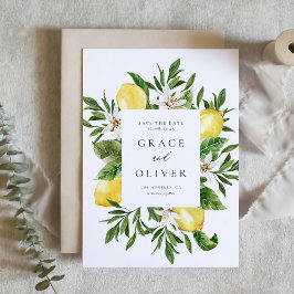 ボタニカルレモンの花フレーム夏 セーブザデート