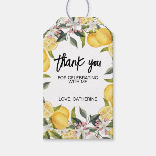 ボタニカルレモンガーデンサマー誕生日ギフトラベル ギフトタグ (正面)