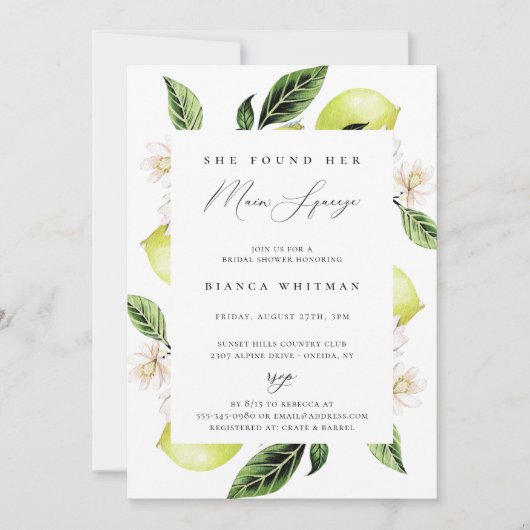 ボタニカルレモンズメインスクイーズブライダルシャワー 招待状 (正面)