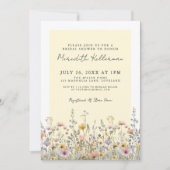 ボタニカルワイルドフラワーイエローフローラブライダルシャワー 招待状 (正面)