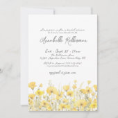 ボタニカルワイルドフラワーイエローフローラブライダルシャワー 招待状 (正面)