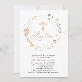 ボタニカルワイルドフラワーズリースバプテスマ《キリスト教》洗礼式や命名式 招待状 (正面)