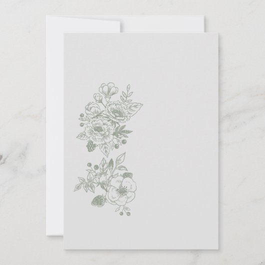 ボタニカルワイルドフラワーセージ緑39誕生日 招待状 (裏面)