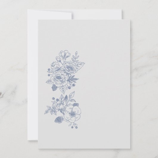 ボタニカルワイルドフラワーダスティブルー27誕生日 招待状 (裏面)