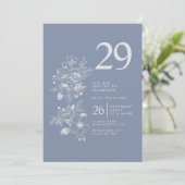 ボタニカルワイルドフラワーダスティブルー29誕生日 招待状 (スタンド正面)