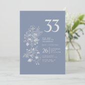 ボタニカルワイルドフラワーダスティブルー33誕生日 招待状 (スタンド正面)