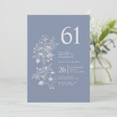 ボタニカルワイルドフラワーダスティブルー61誕生日 招待状 (スタンド正面)