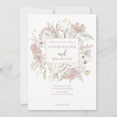 ボタニカルワイルドフラワーフレームダスティーバラ結婚ズ 招待状 (正面)