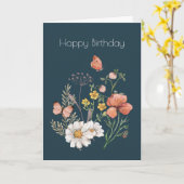 ボタニカルワイルドフラワーボホ誕生日 カード (黄色い花)