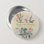 ボタニカルヴィンタケワイルドフラワー80誕生日 缶バッジ (正面&裏面)