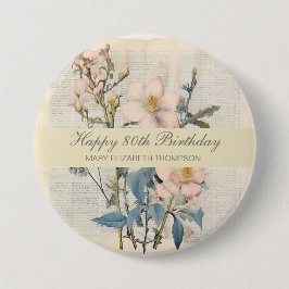 ボタニカルヴィンタケワイルドフラワー80誕生日 缶バッジ