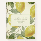 ボタニカルヴィンテージイエローレモンズファミリーレシピ ノートブック (正面)