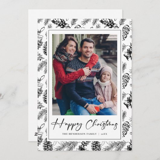 ボタニカルヴィンテージクリスマスフォト シーズンカード (正面/裏面)