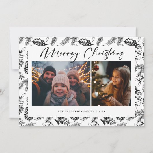ボタニカルヴィンテージクリスマスフォト シーズンカード (正面)
