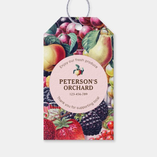 ボタニカルヴィンテージフルーツローカル農家ラベル ギフトタグ (正面)