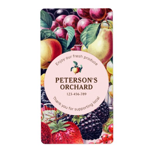 ボタニカルヴィンテージフルーツローカル農家ラベル ラベル (正面)