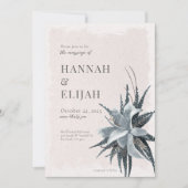 ボタニカルヴィンテージフローラブルーバラ 招待状 (正面)