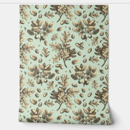 ボタニカルヴィンテージブラウンオーク離れズアコーンズセージ 壁紙