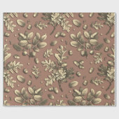 ボタニカルヴィンテージブラウンオーク離れズコーン ラッピングペーパー (フラット)