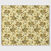 ボタニカルヴィンテージブラウンクリームオーク離れズアコーン ラッピングペーパー (フラット)