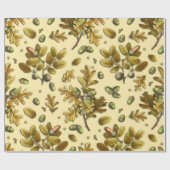 ボタニカルヴィンテージブラウンクリームオーク離れズアコーン ラッピングペーパー (フラット)