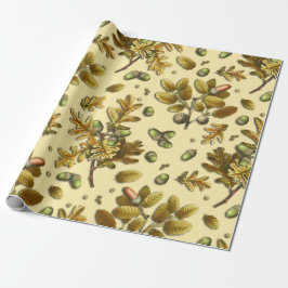 ボタニカルヴィンテージブラウンクリームオーク離れズアコーン ラッピングペーパー